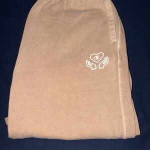 Champion Kids Beige Joggers with White Logo